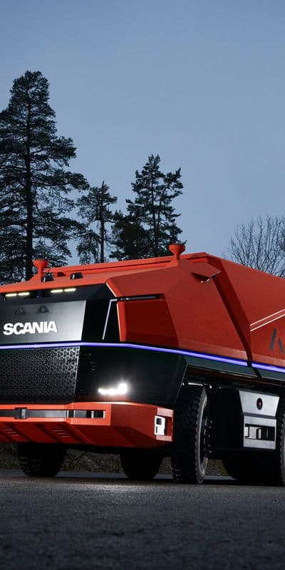 Elektrisk Scania lastebil med futuristisk utseende