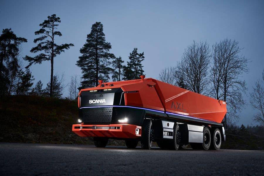 Elektrisk Scania lastebil med futuristisk utseende